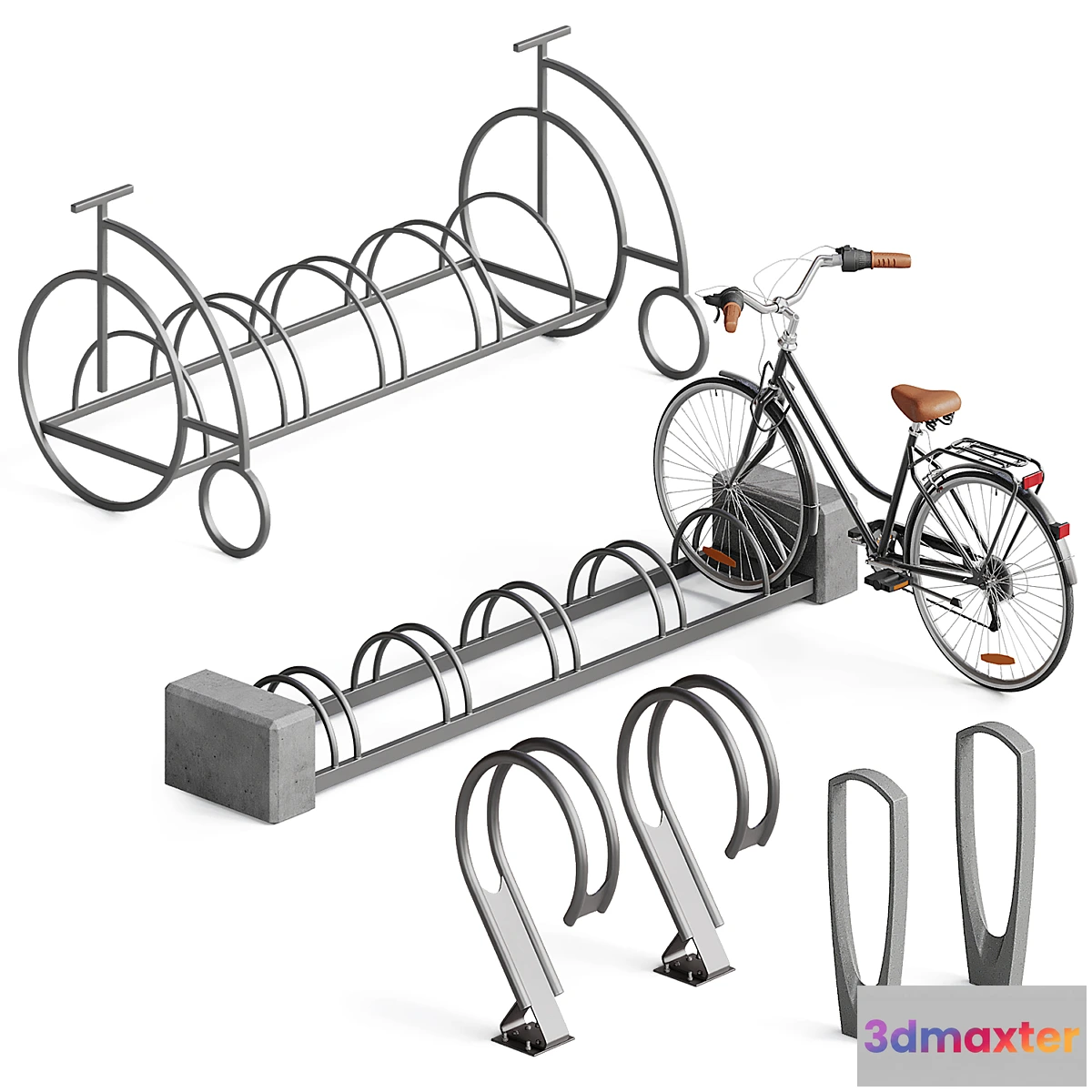 1454288 - Bicycle parking set 3D Max