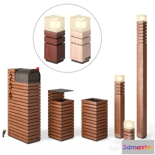 1551847 - Letterbox Litter bin Lights (Set-3) 3D Max