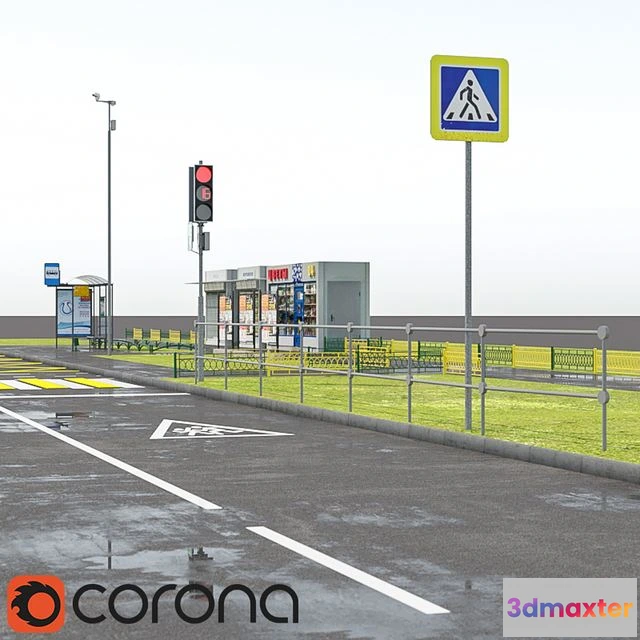 1552463 - Set of road elements blagoustvoystva 3D Max