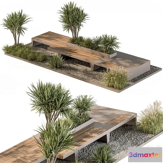 1552779 - Urban Furniture Bench with Plants Set 42 3D Max