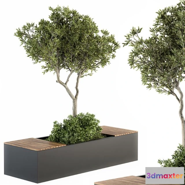 1559984 - Urban Furniture Architecture Bench with Plants- Set 23 3D Max