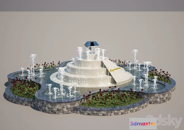 1563791 - Fountain urban stone liquid 3D Max