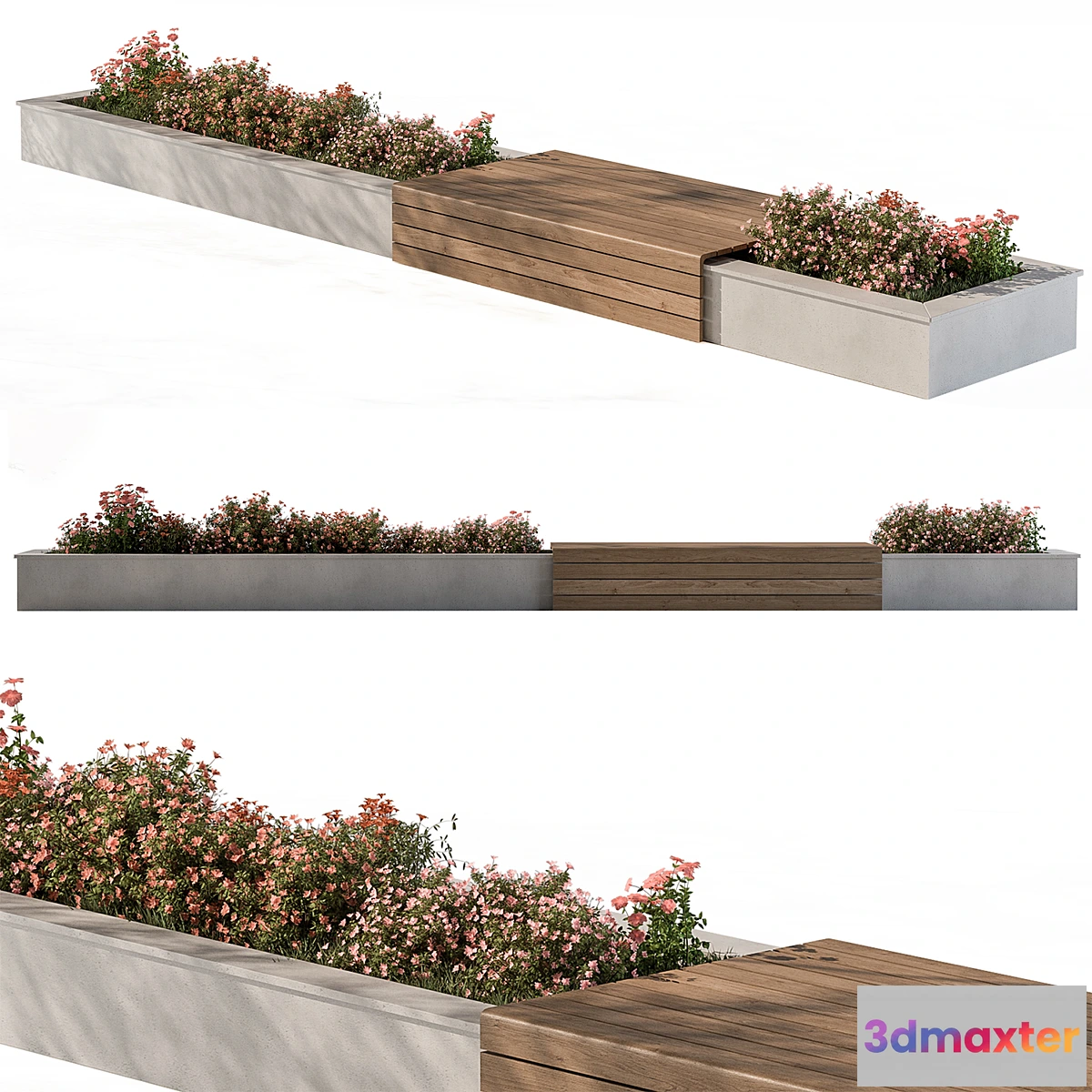 776725 - Urban Bench with Flowers Set 40