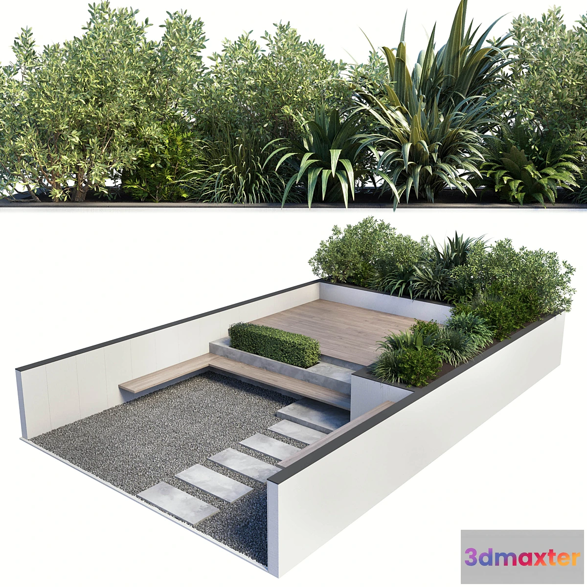 776743 - Backyard - Urban Environment_Urban Furniture_Green Benches 19