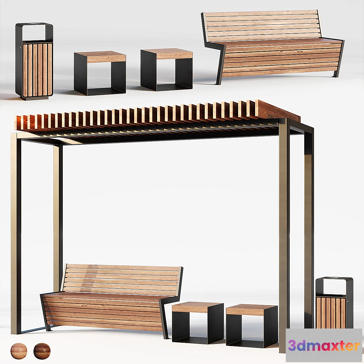 776797 - Improvement set bench pergola urn.