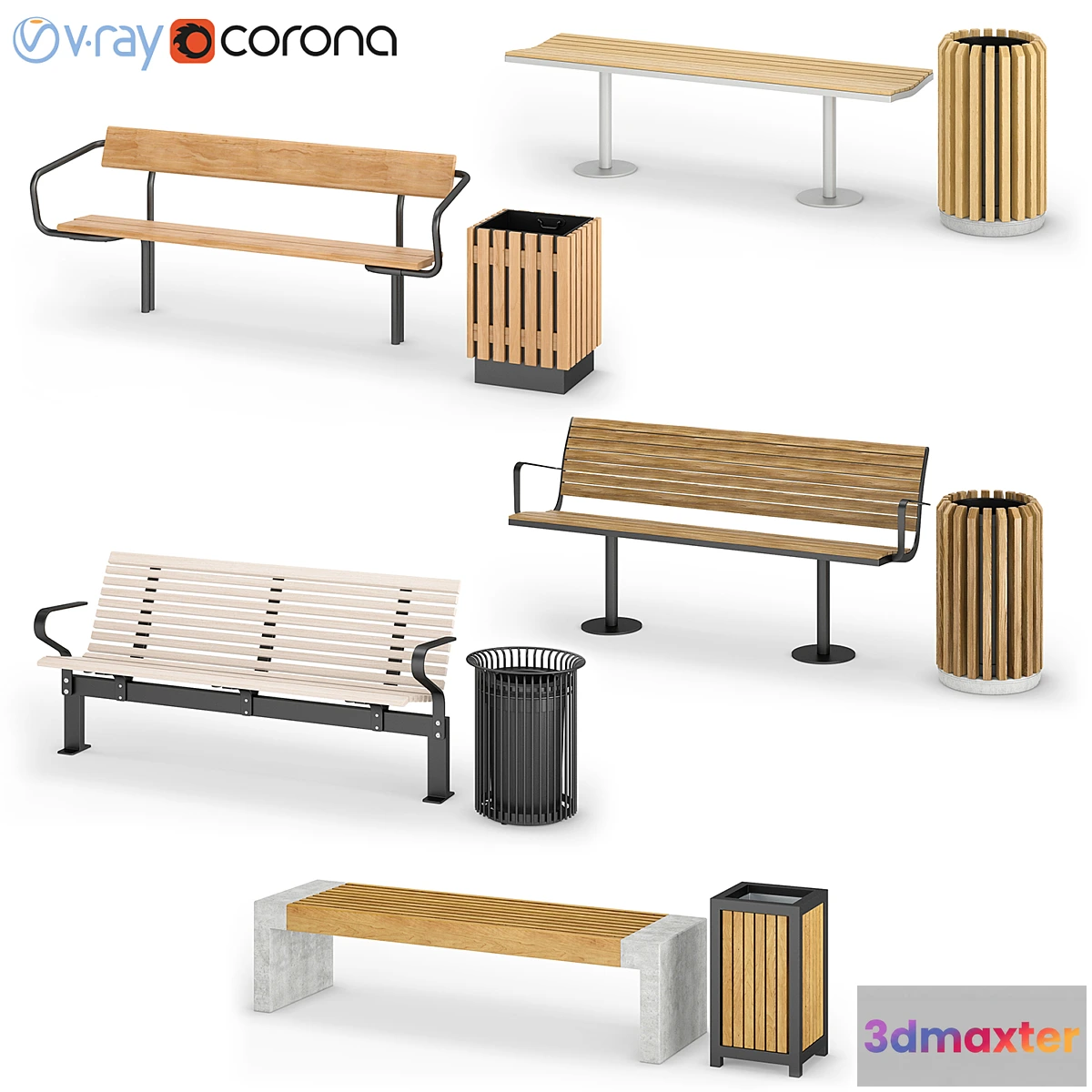 776905 - Street benches with trash cans Nola 2