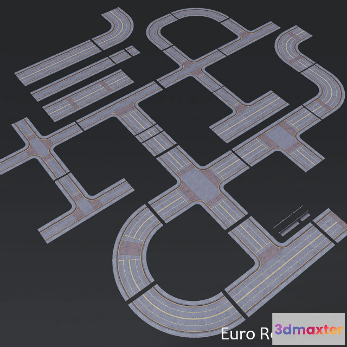 849673 - Euro Road set v1 (low poly) HD