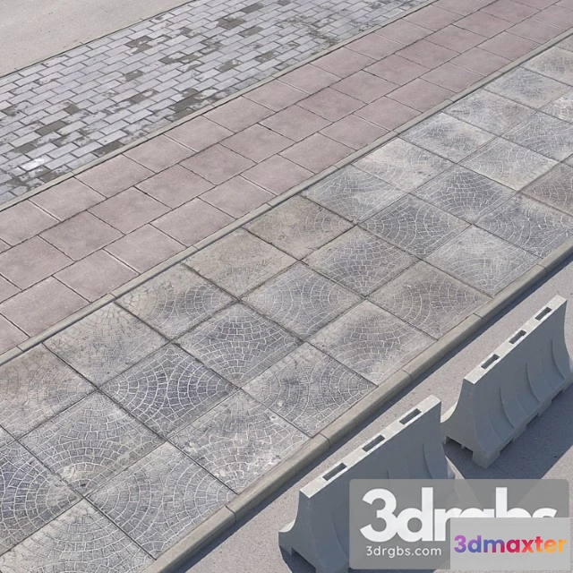 908450 - 3 Versions Of The Sidewalk With The Road