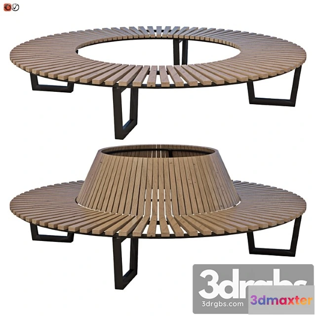908764 - Park bench under a tree round set 02