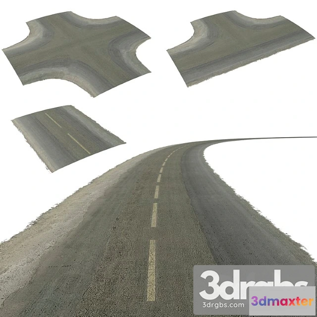 908846 - Seamless two lane road with crossroads