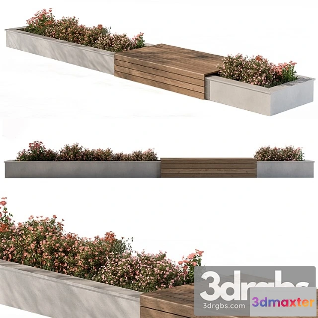 908978 - Urban Bench With Flowers Set 40