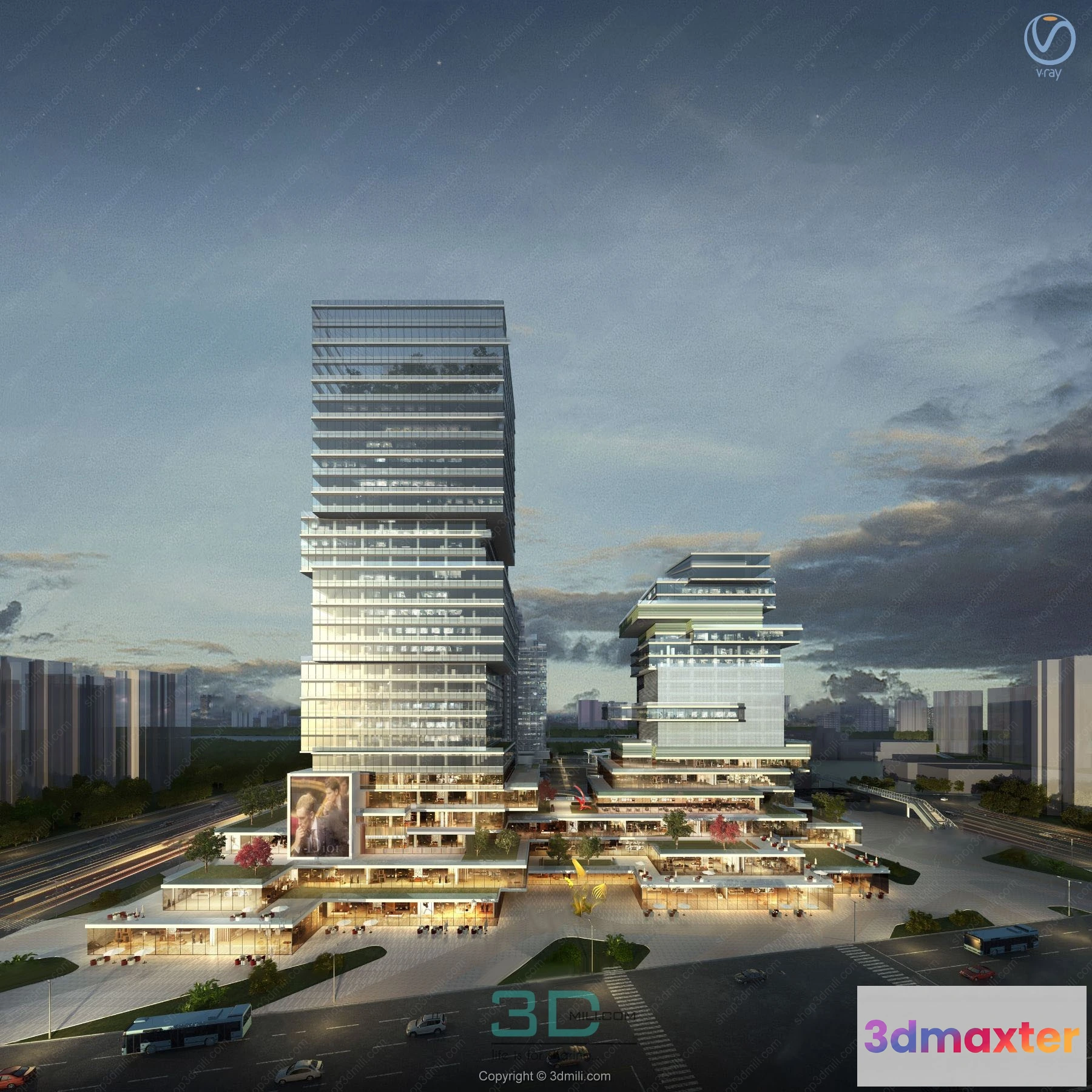 1535734 - 04.Modern commercial office complex building exterior 3d model - 11037 3D Max