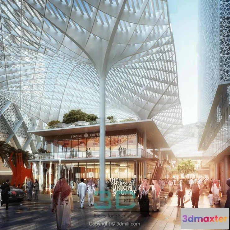 1535754 - 14.Modern commercial street 3d model - 11047 3D Max