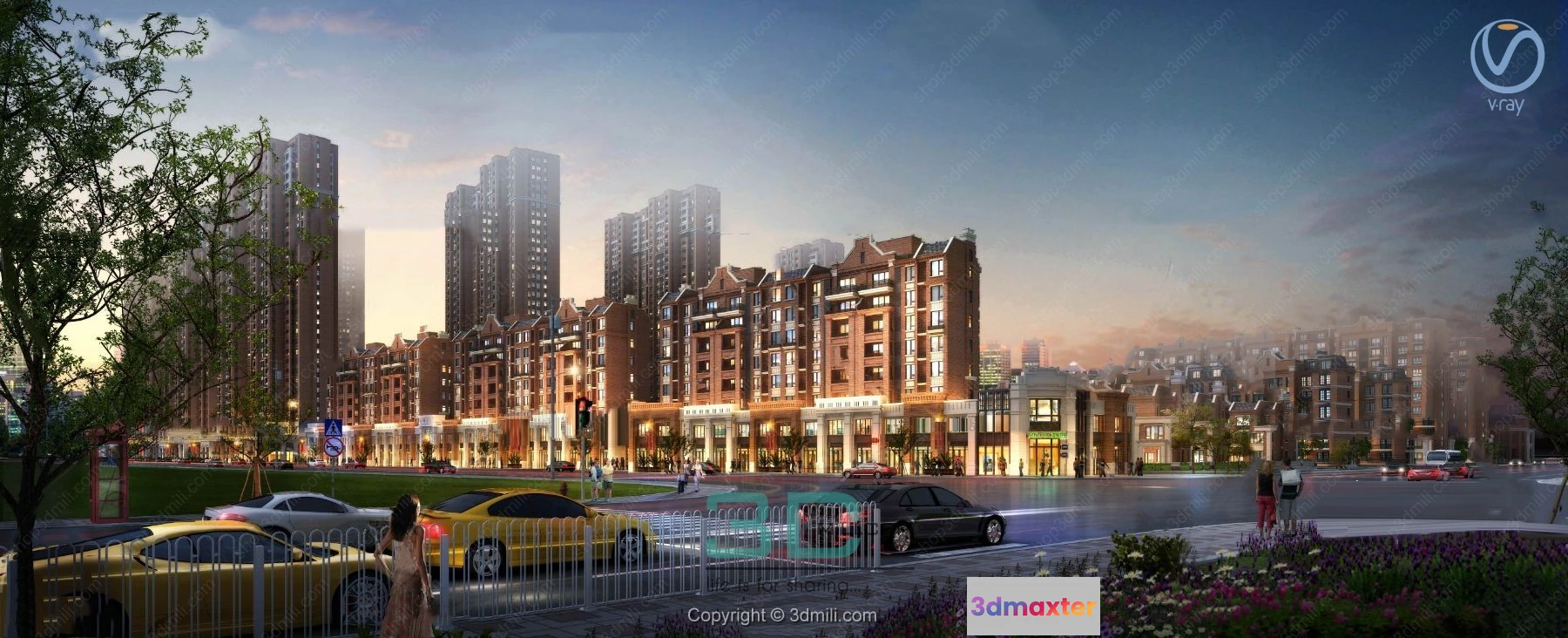 1535790 - 32.Modern residential complex building exterior 3d model - 11065 3D Max