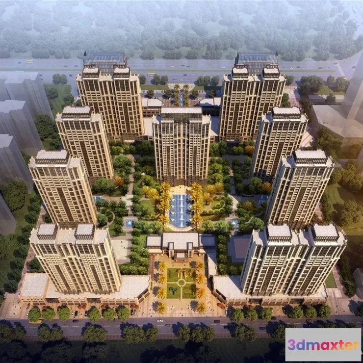 1577874 - 3D Models of Commercial Building - Exterior 3D Scenes - 072 3D Max