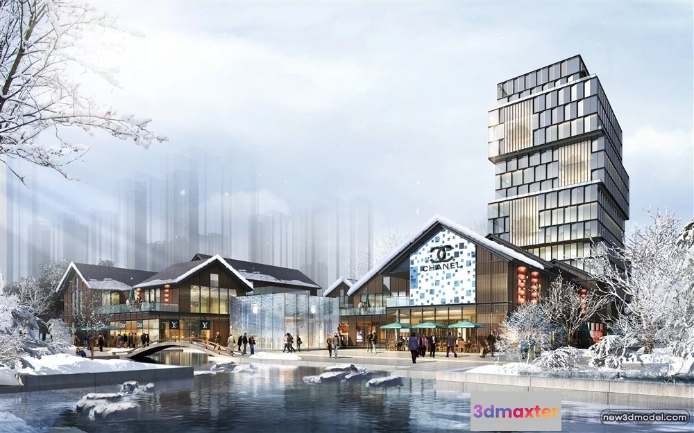 1577888 - 3D Models of Commercial Building - Exterior 3D Scenes - 079 3D Max