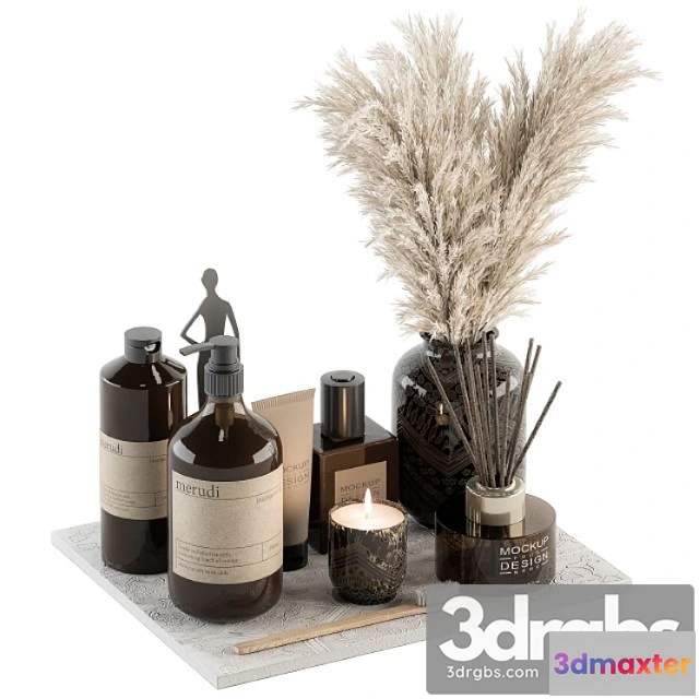 1012828 - Bathroom accessory set with dried plants set 22