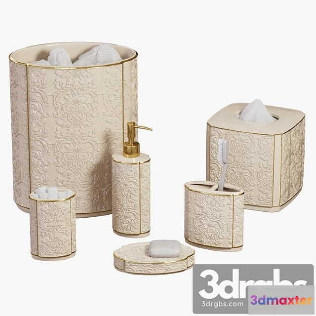 1013026 - Furla cream damask ceramic bath accessories