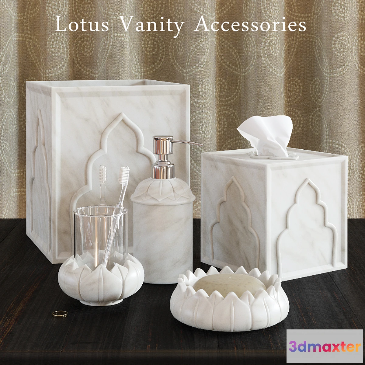 1290126 - Bathroom Sets John Robshaw Lotus Vanity Accessories - No.2 3D Max