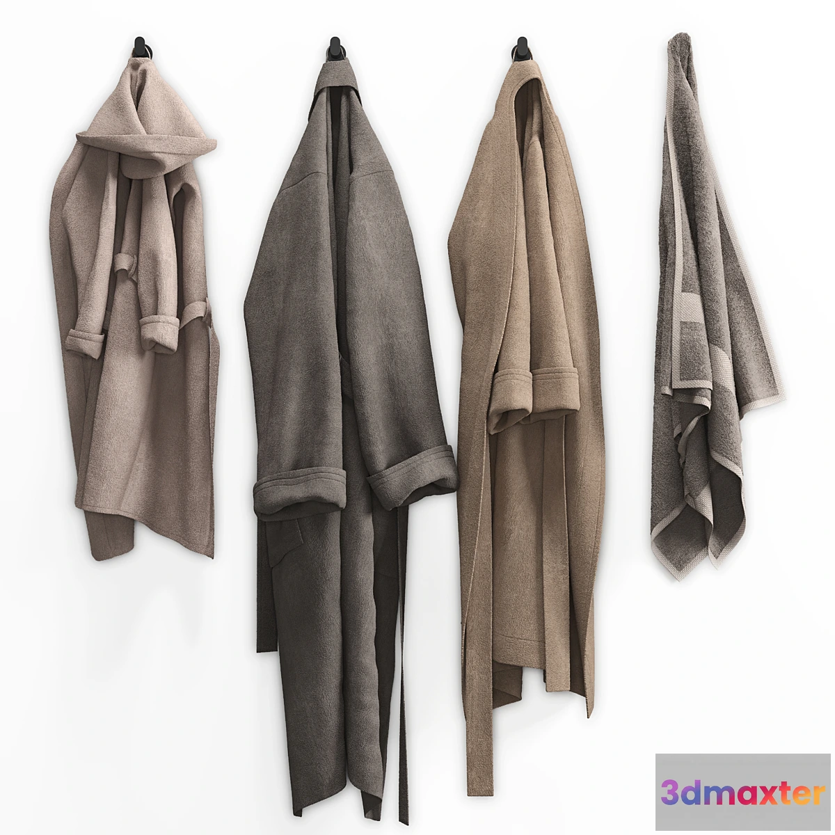 1297388 - Bathrobes and bath towel 3D Max