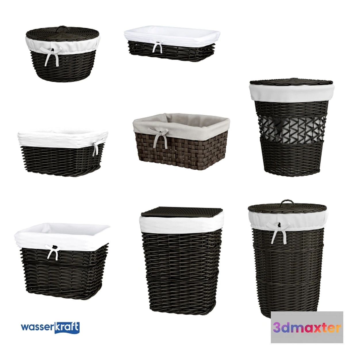1297646 - Bathroom baskets_ dark brown_OM 3D Max