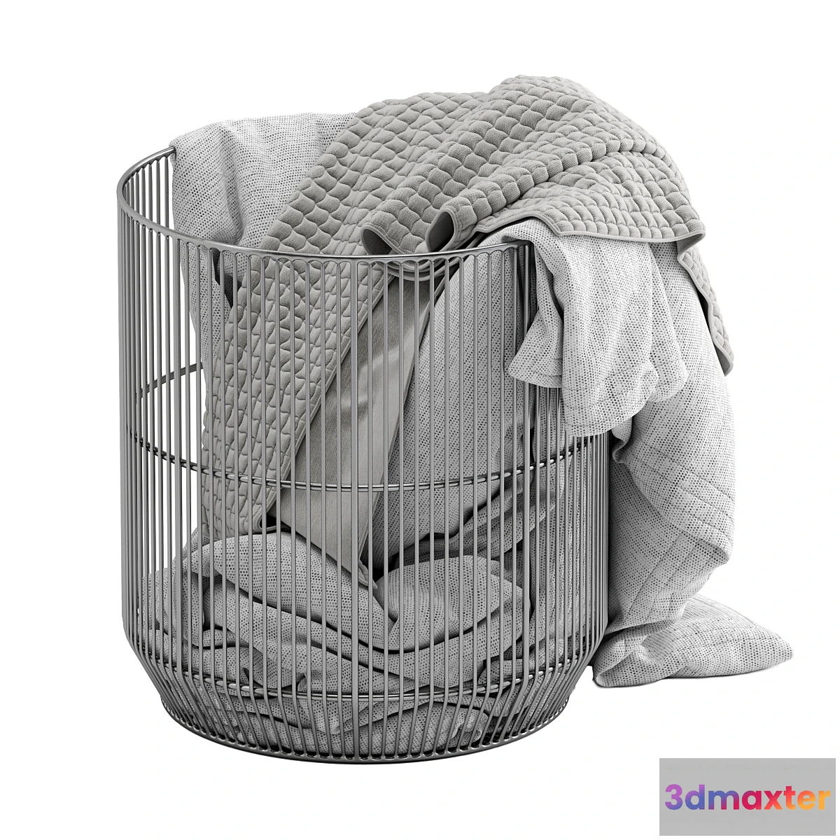 1298467 - Westelm Metal basket with blanket 3D Max