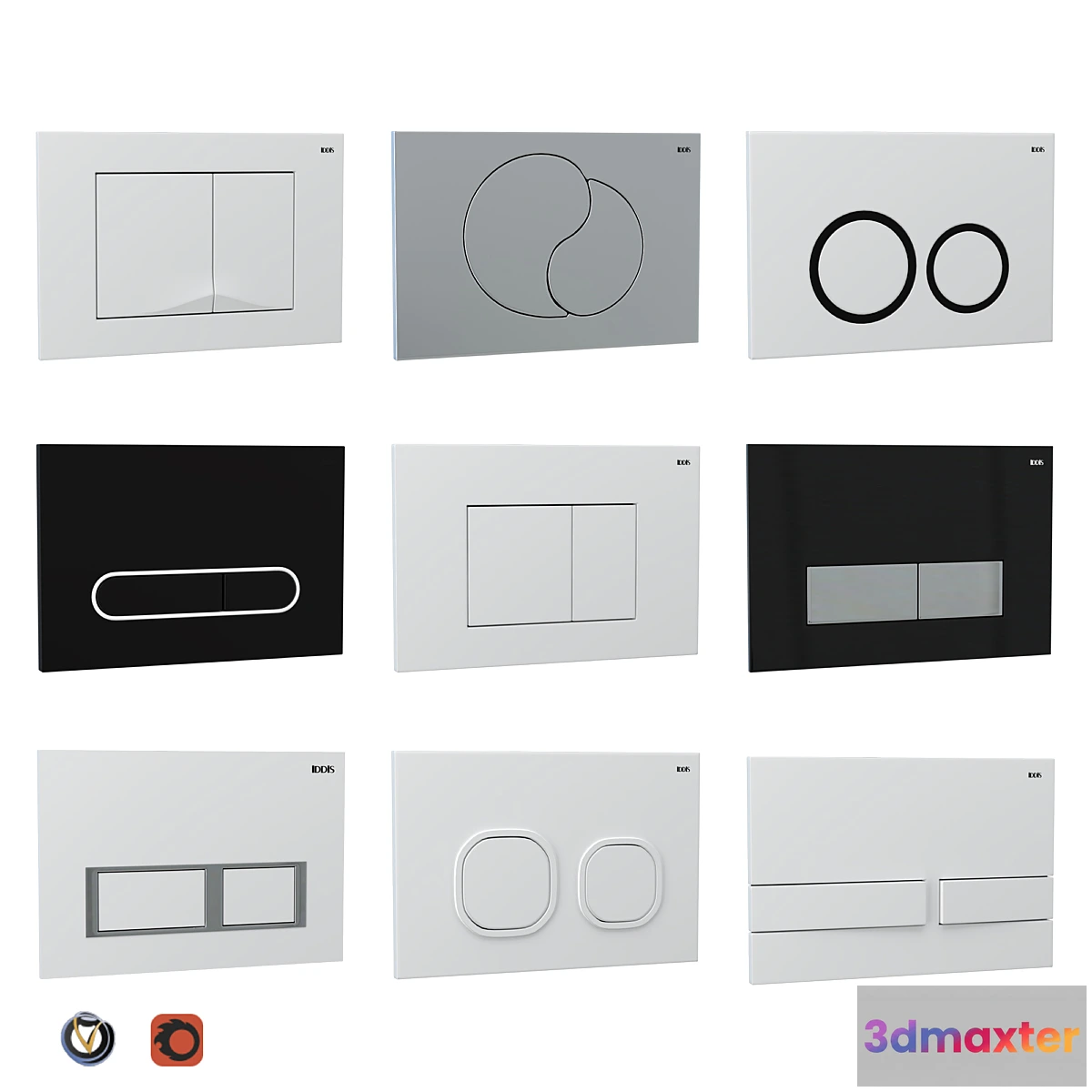 1302324 - IDDIS flush buttons for installation (9 pcs.) - No.2 3D Max