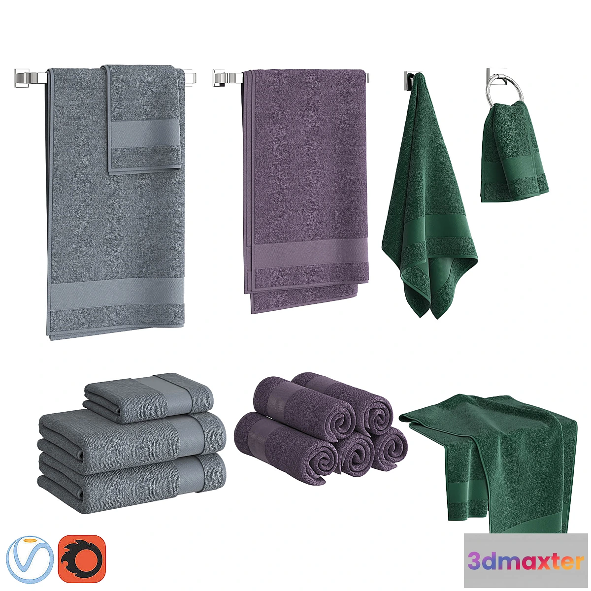 1303117 - Color Towels Set 3D Max