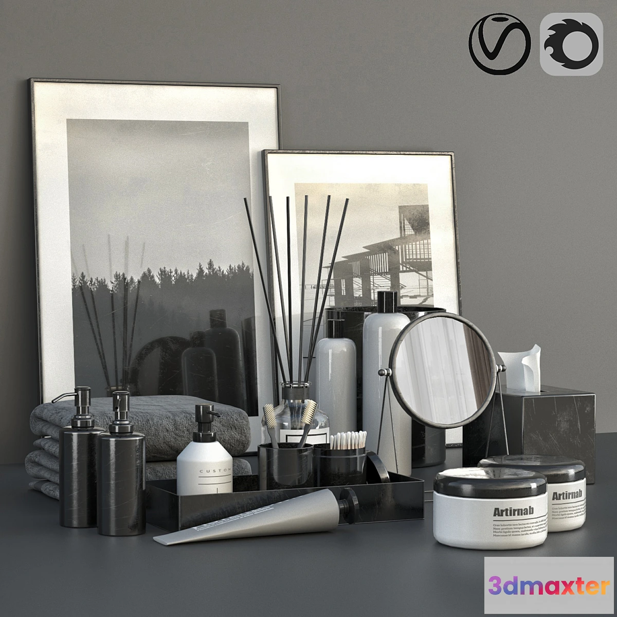 1312507 - RICHTER Black decorative set 3D Max