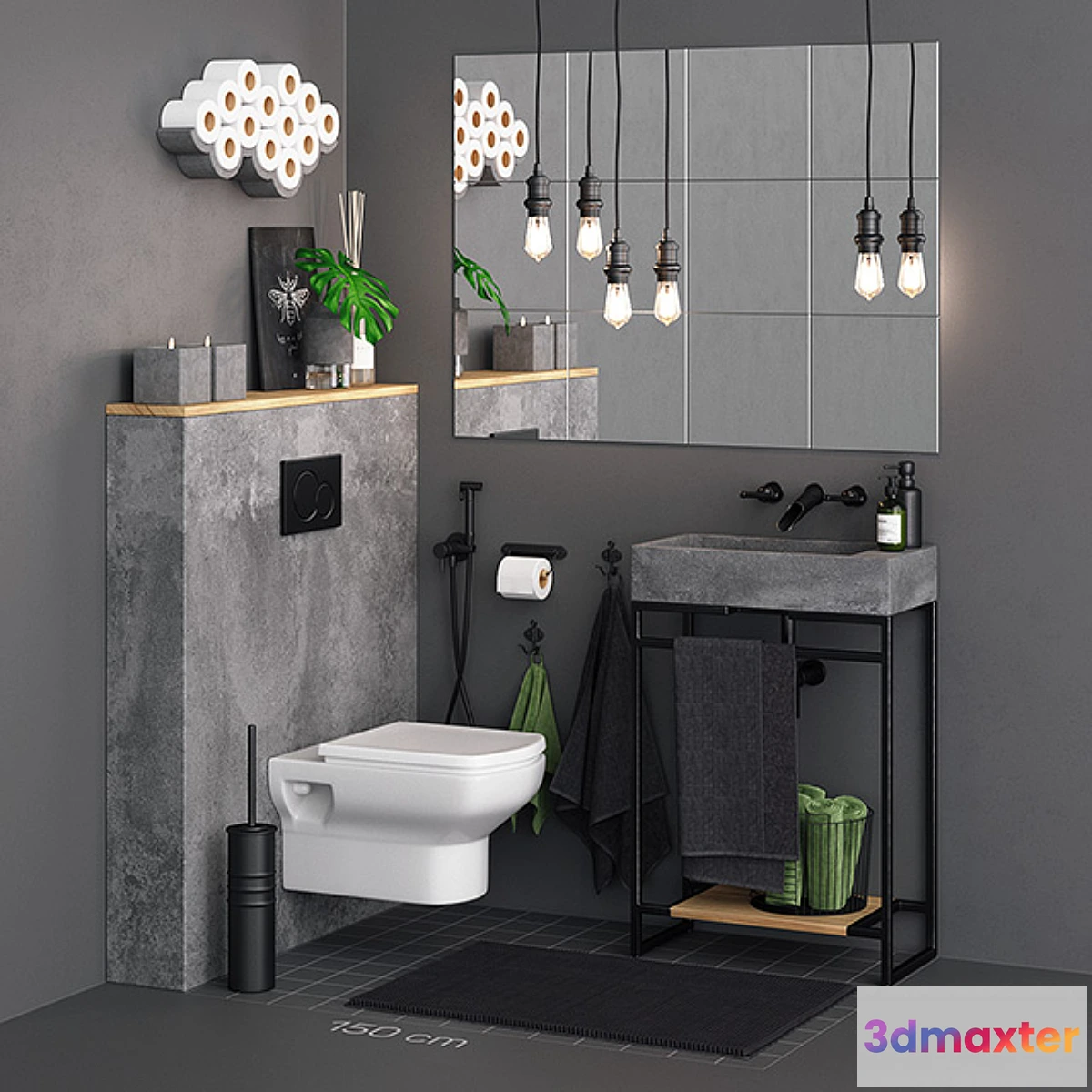 1314035 - Concrete Toilet Set - No.2 3D Max