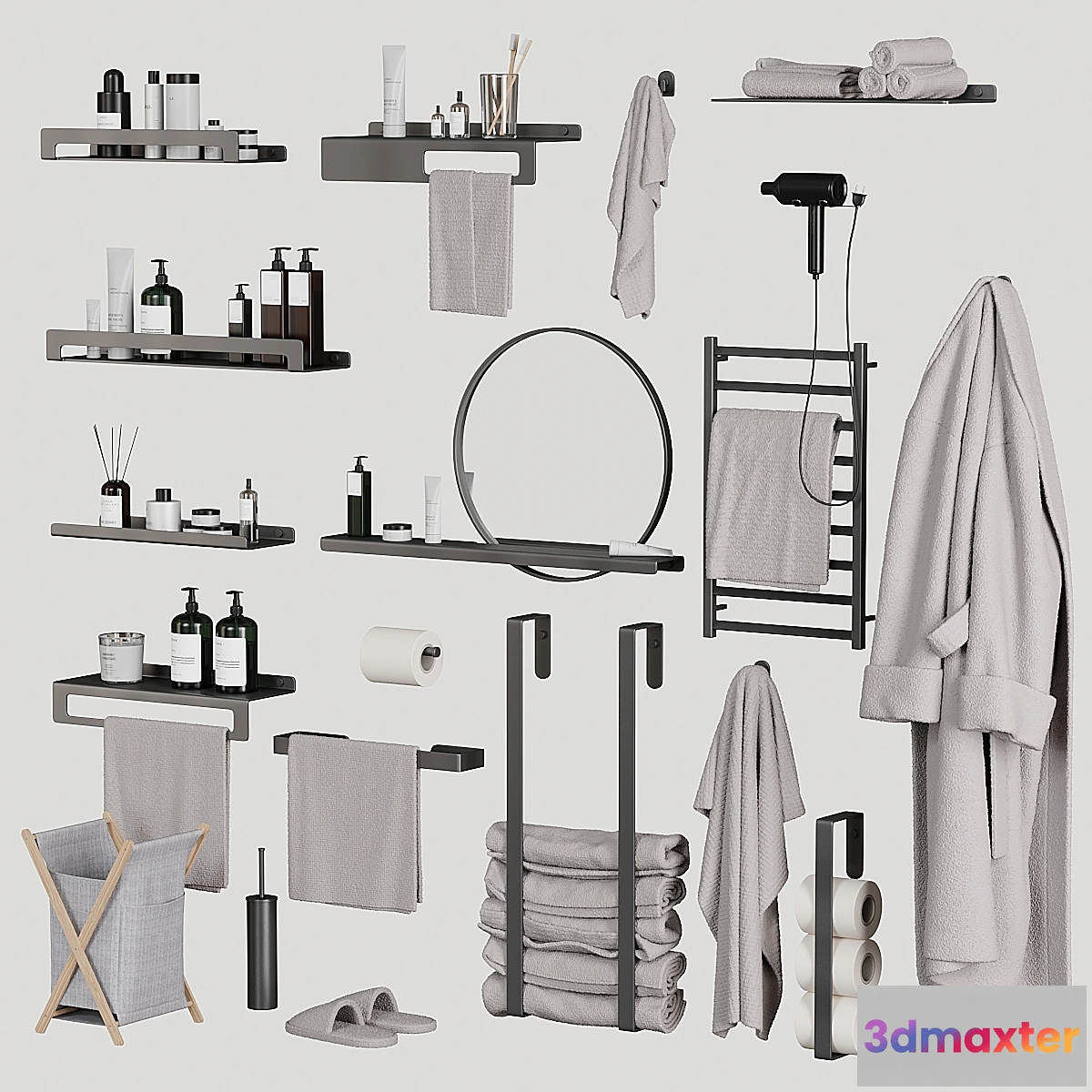 1320133 - Bathroom and toilet accessories set 3D Max