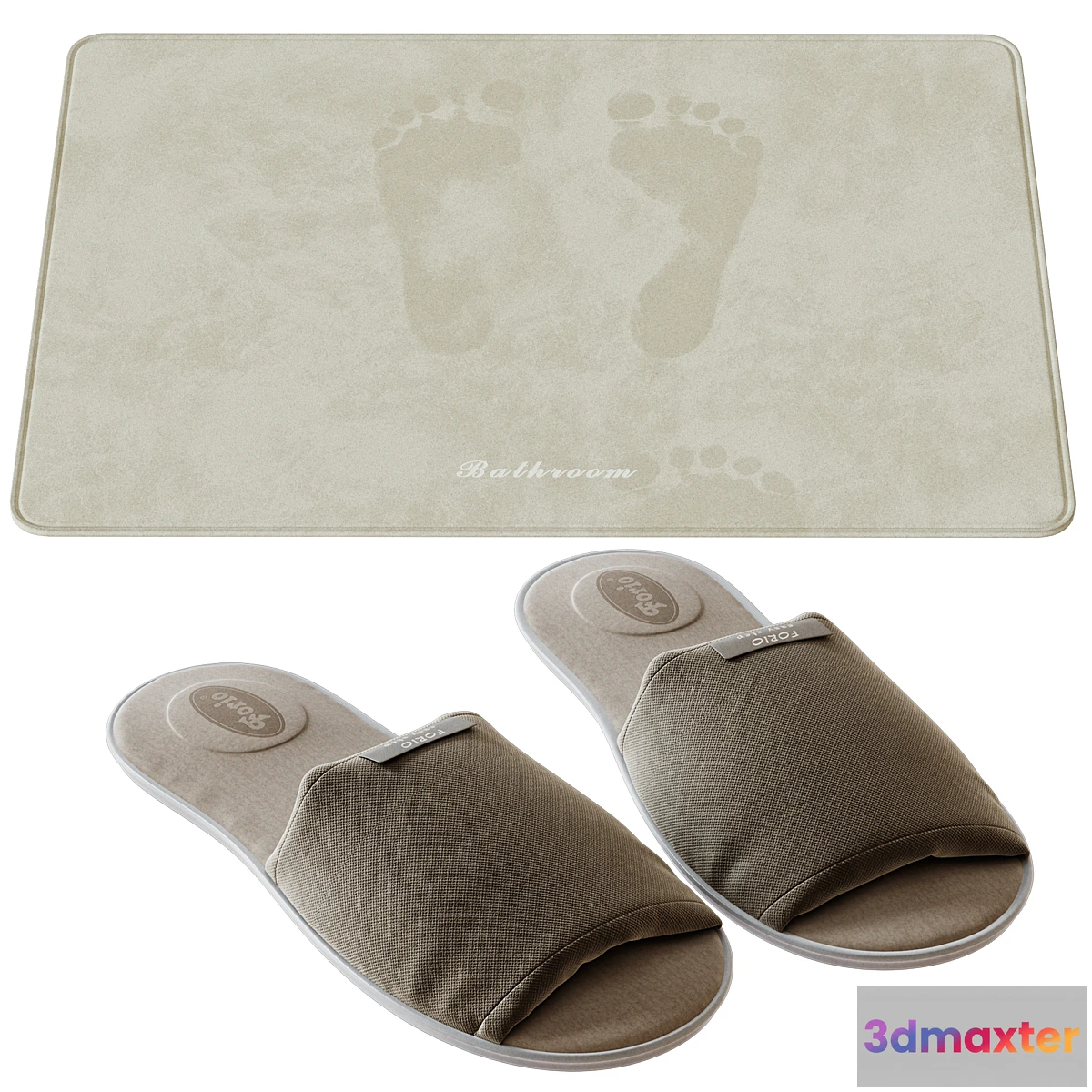 1328512 - Slippers and bath mat 3D Max