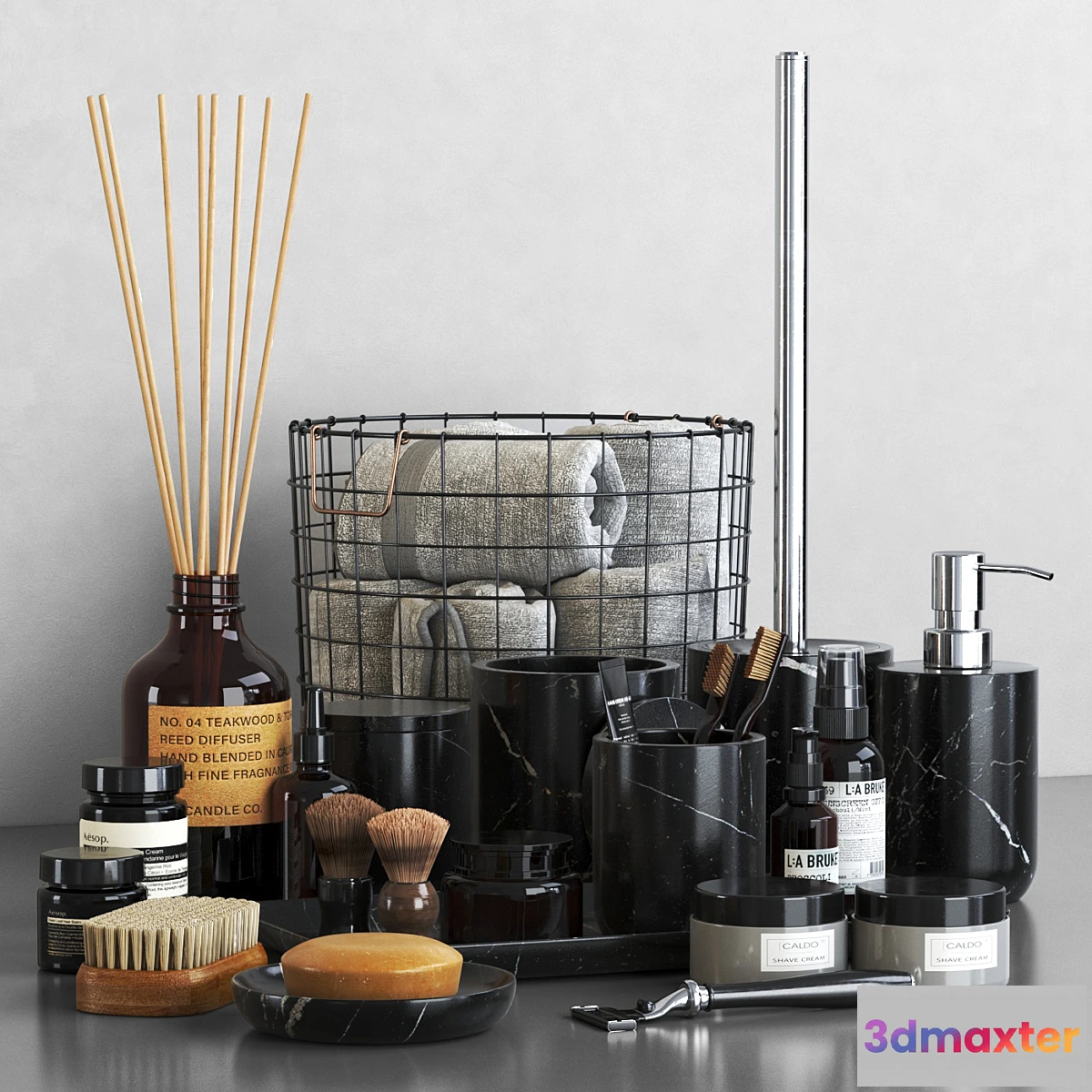 1331569 - Nexus Black Marble Bathroom Accessories 3D Max