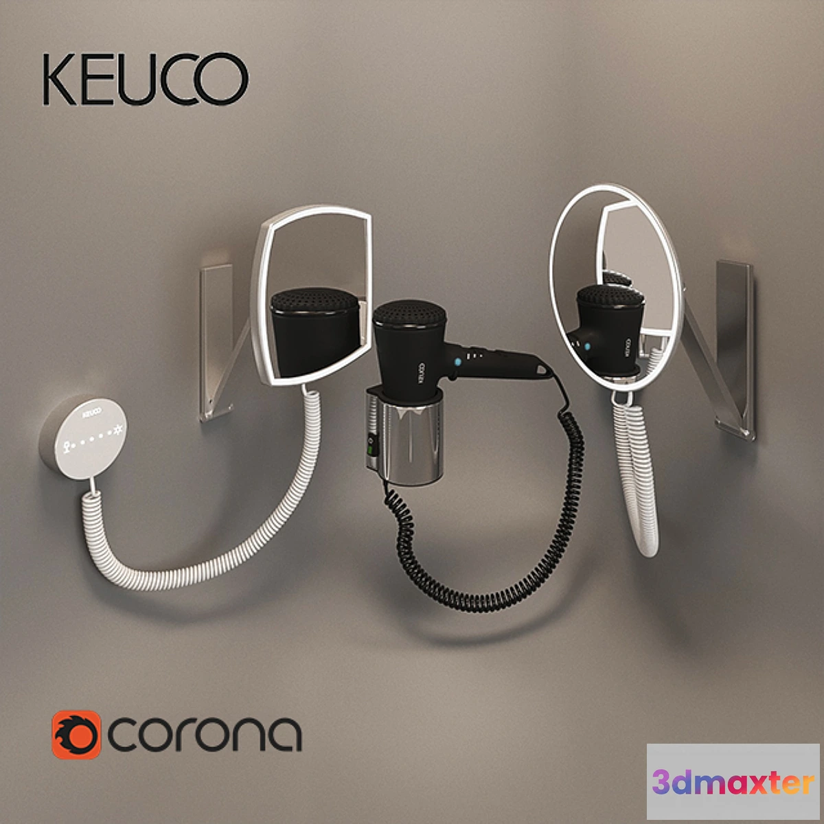 1354048 - Hair dryer Cosmetic mirror Keuco 3D Max