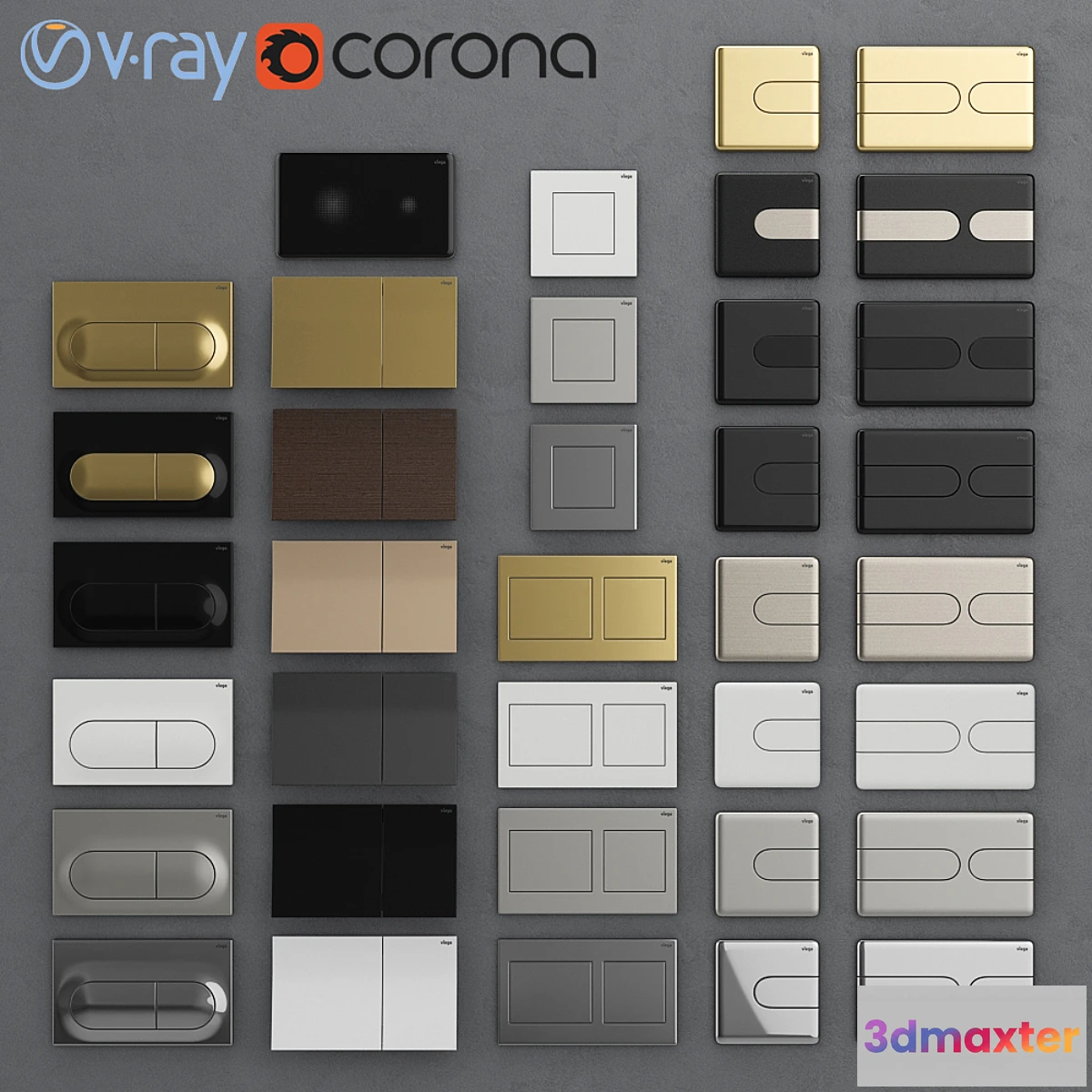 1356399 - Flush buttons for installing Viega 3 3D Max