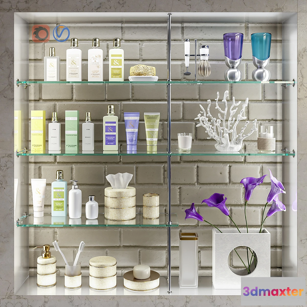 1421902 - Accessories decor and cosmetics for bathroom set 4 3D Max