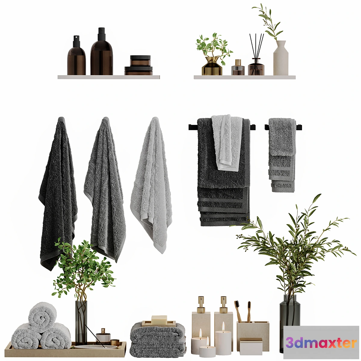 1427768 - Bathroom decor towels set 21 3D Max
