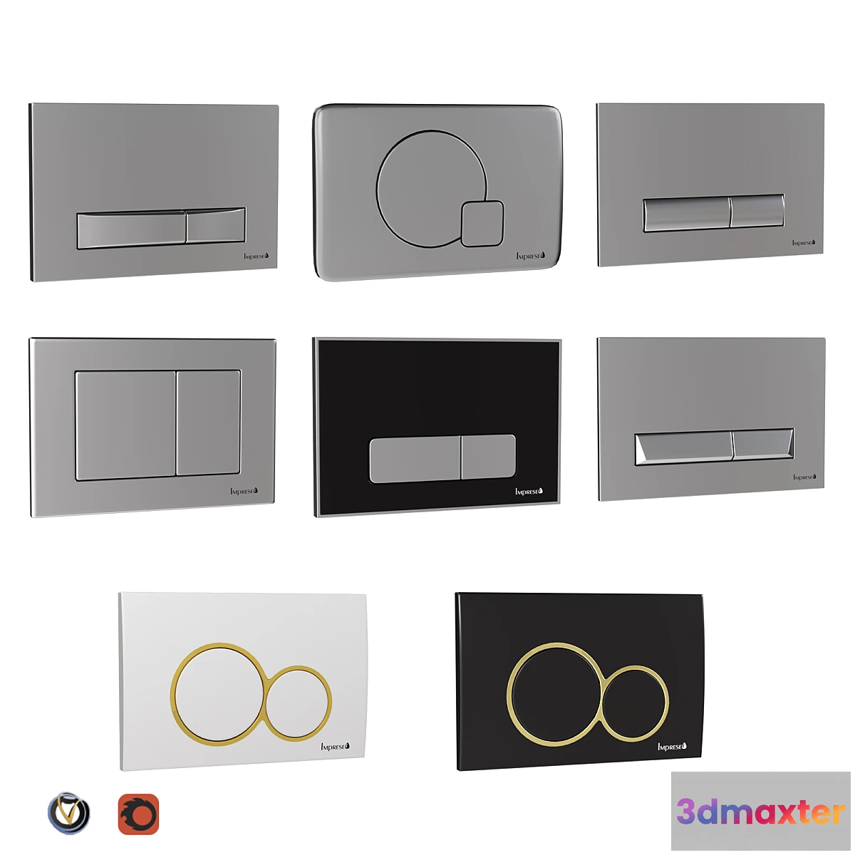 1439518 - IMPRESE flush buttons for installation (8 pcs.) 3D Max