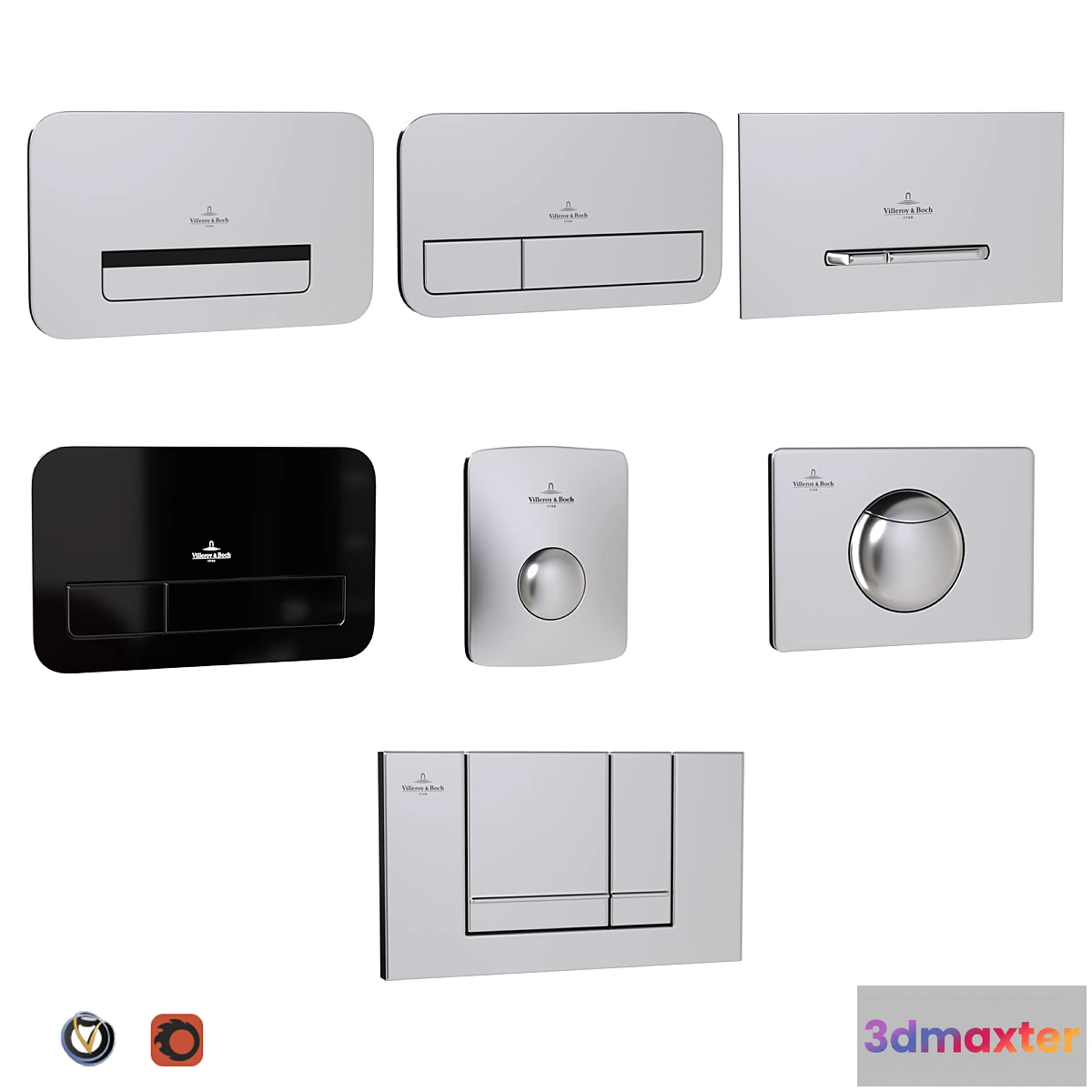 1449538 - Villeroy & Boch flush plates for installation (7 pcs.) 3D Max