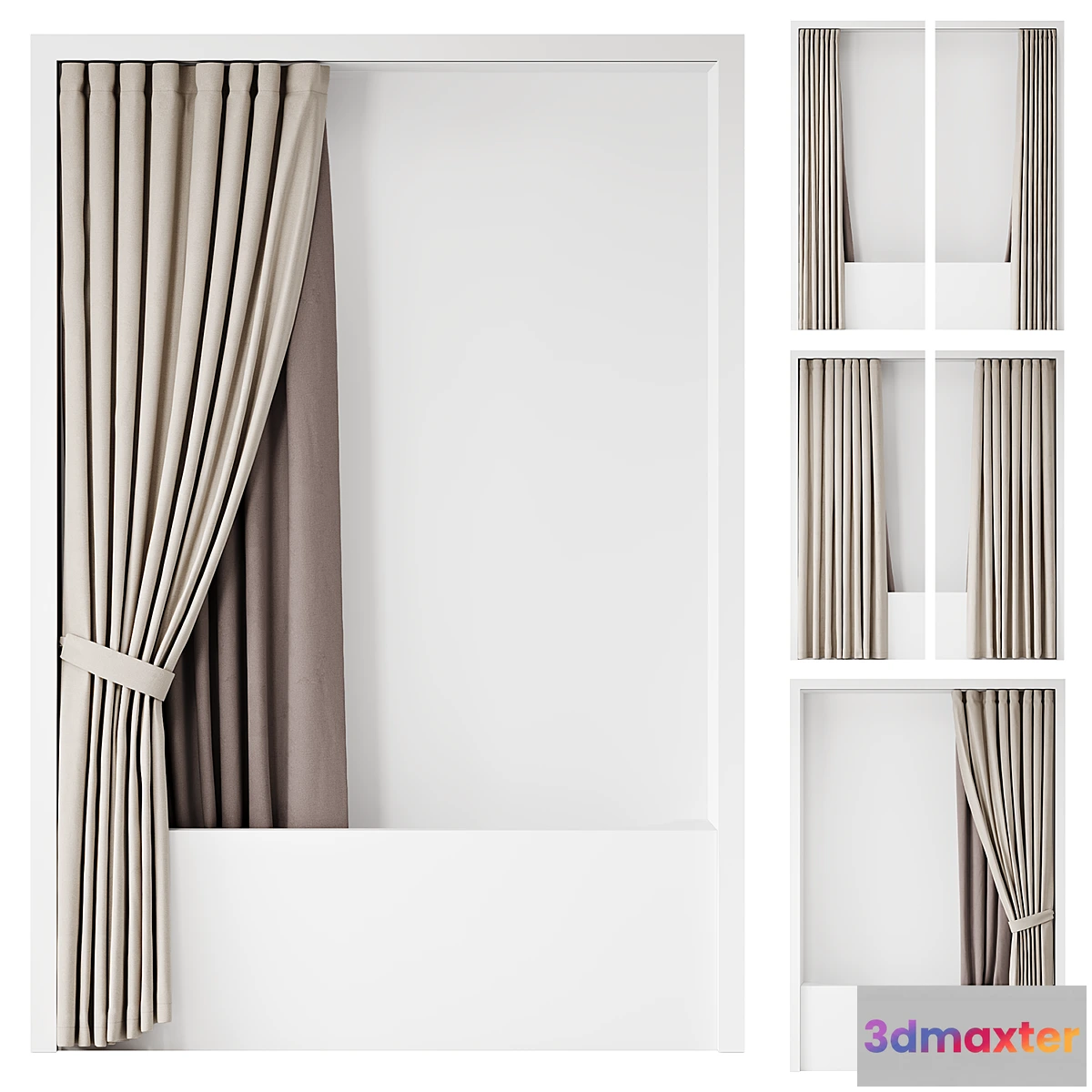 1452728 - Double bath curtain on ceiling cornice 3D Max