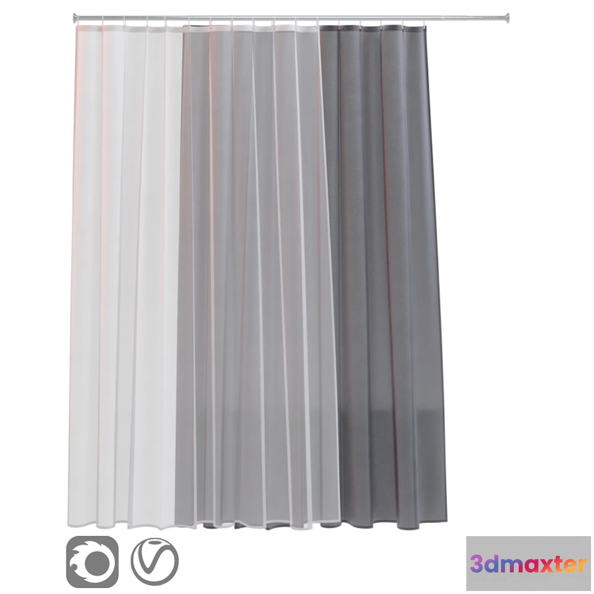 1455082 - Bath curtain (shower) 200×200 cm (white gray) 3D Max