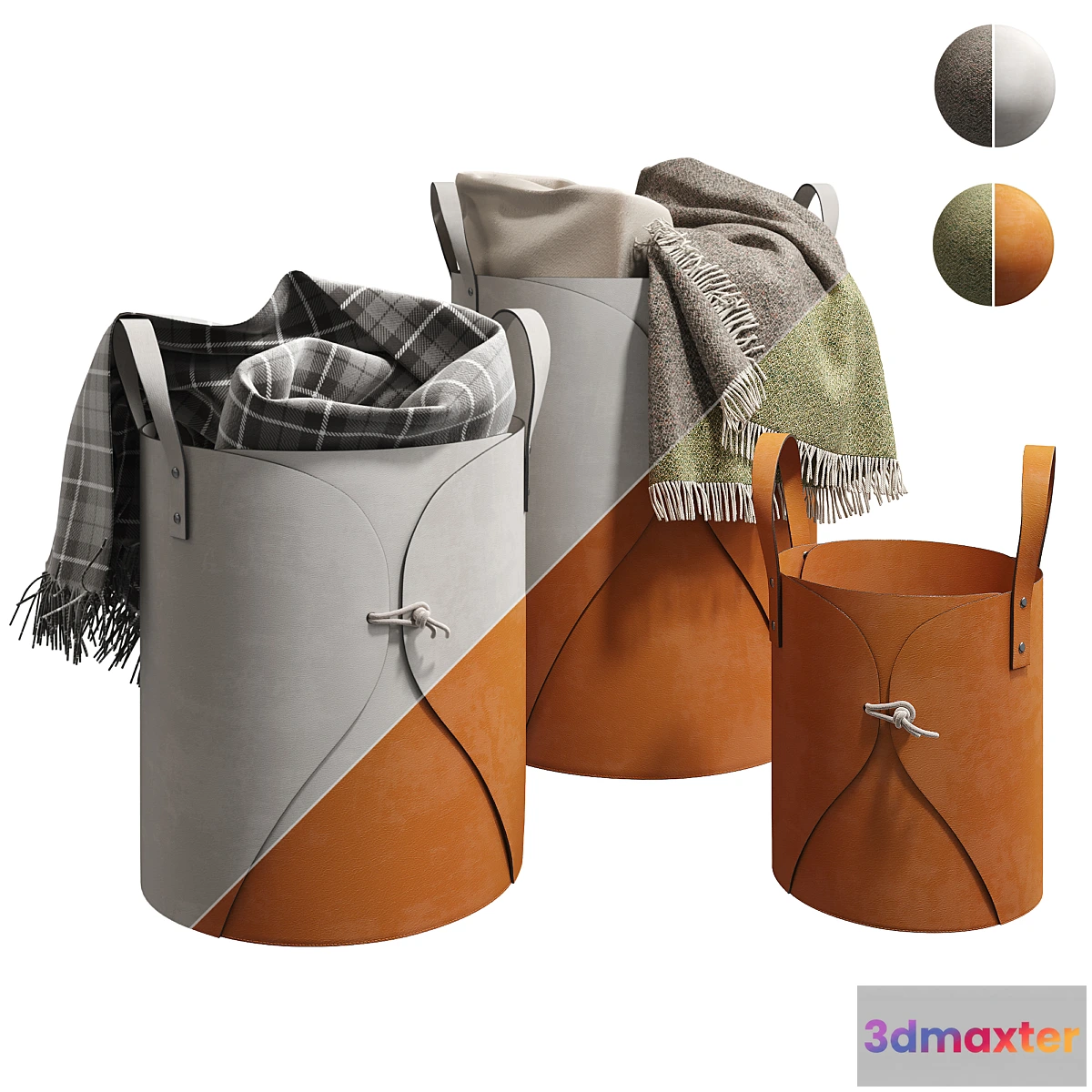 1459614 - Leather folding laundry and storage basket 001 3D Max