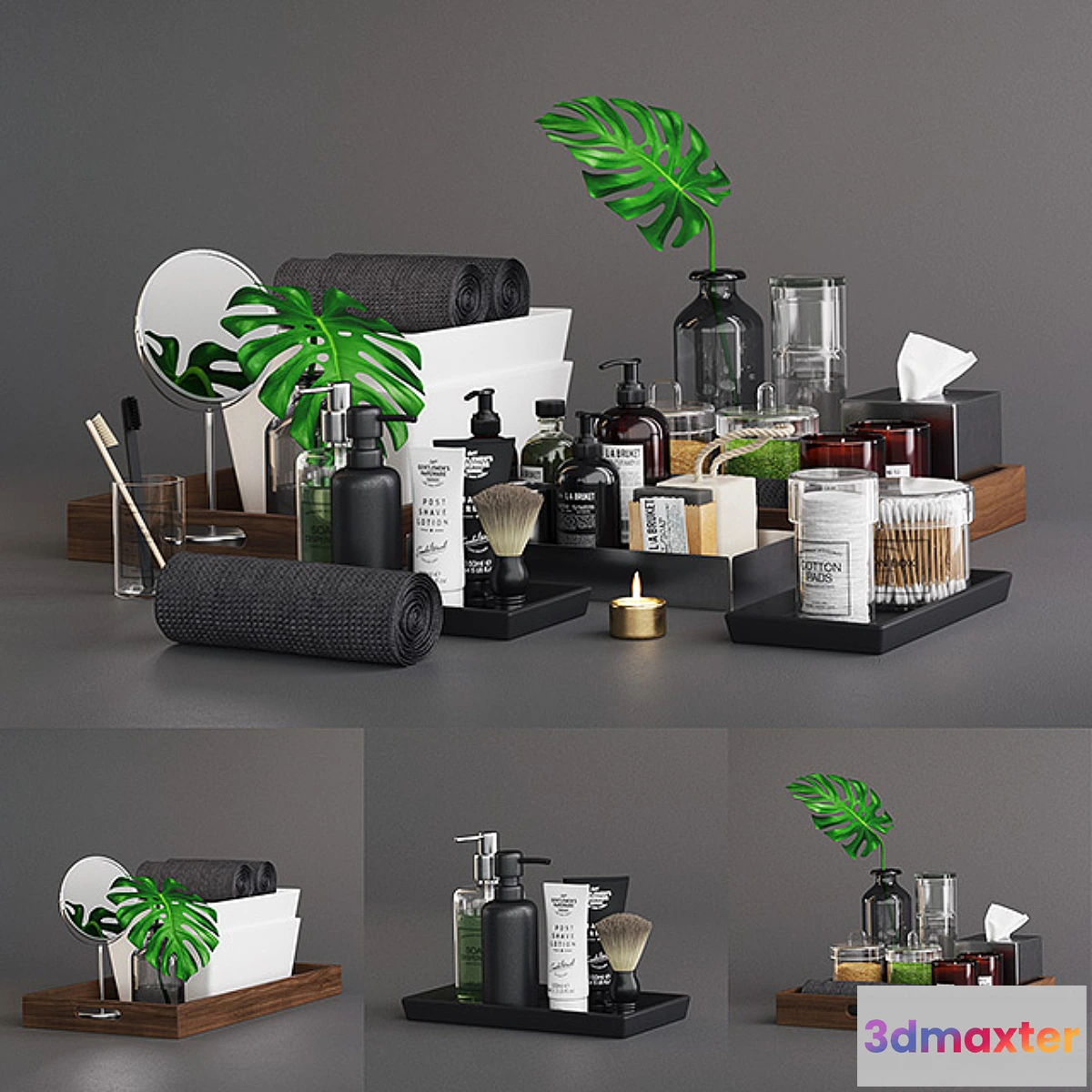 1467178 - Walnut Bathroom Trays 3D Max