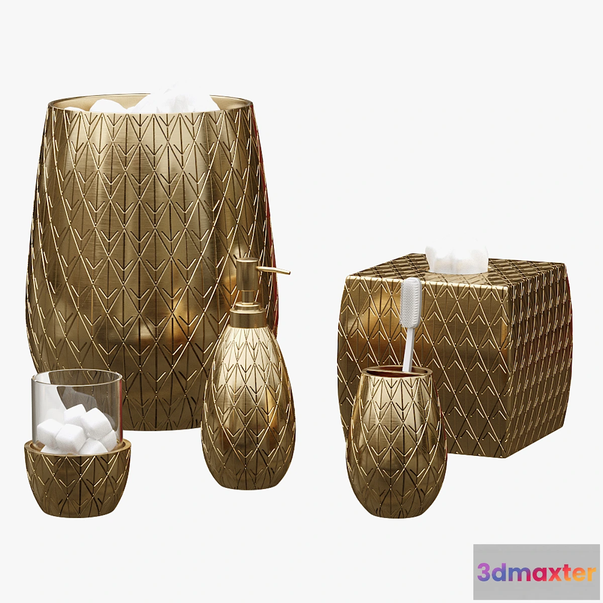 1470328 - Pina Colada Gold Pineapple Bath Accessories by Croscill 3D Max