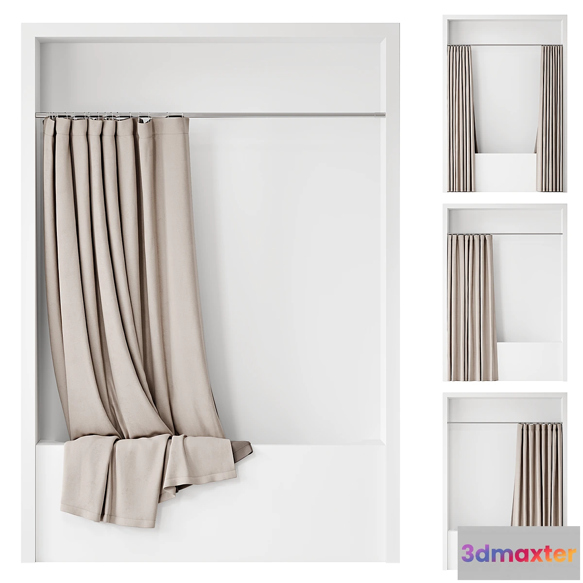 1475592 - Double bath curtain on Sunerzha cornice 3D Max