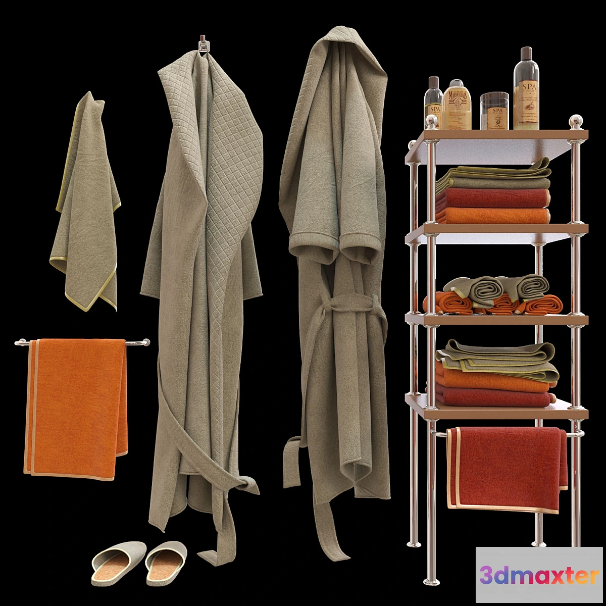 1478386 - Bath set with bathrobe 3D Max