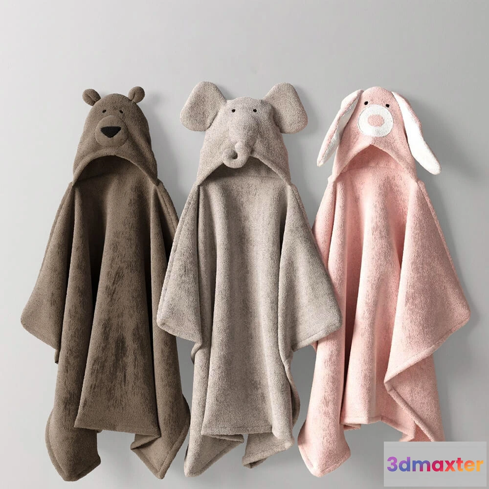 1585547 - bathroom - Animal hooded towels max 3D Max