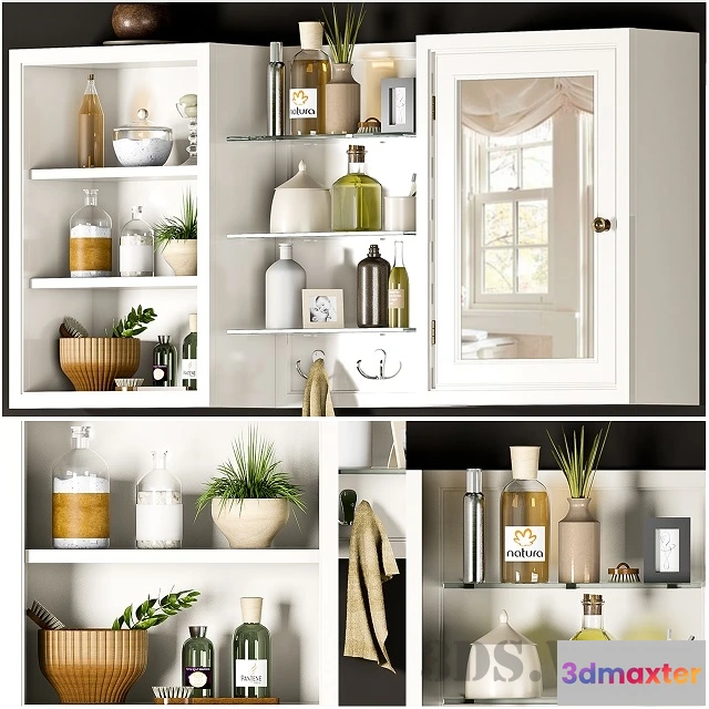 1585745 - bathroom - Bathroom set - shelves with accessories 3D Max