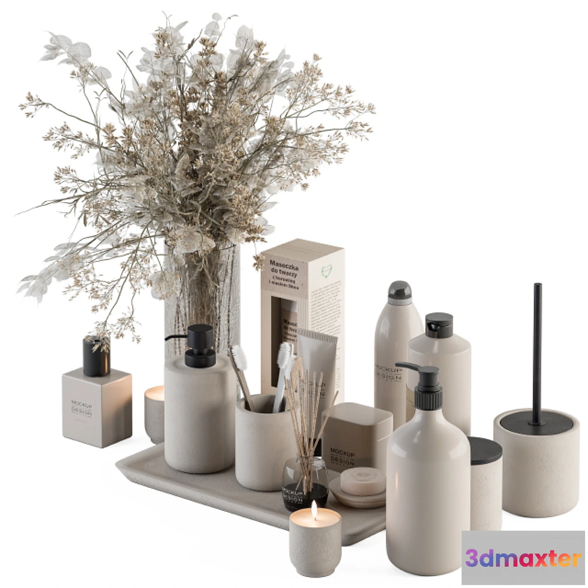543685 - Bathroom accessory Set with Dried Plants Set 20