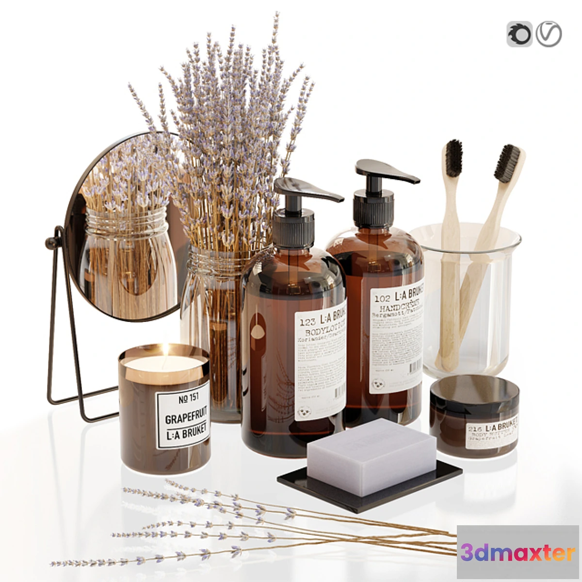 543785 - LA Bruket decor set for bathroom with lavender